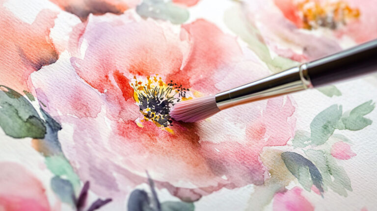 What is the blooming technique in watercolor painting?