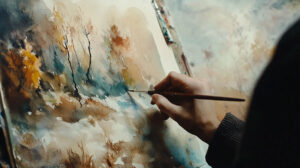 What is the flat wash technique in watercolor painting?