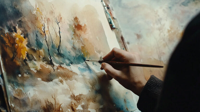 What is the flat wash technique in watercolor painting?