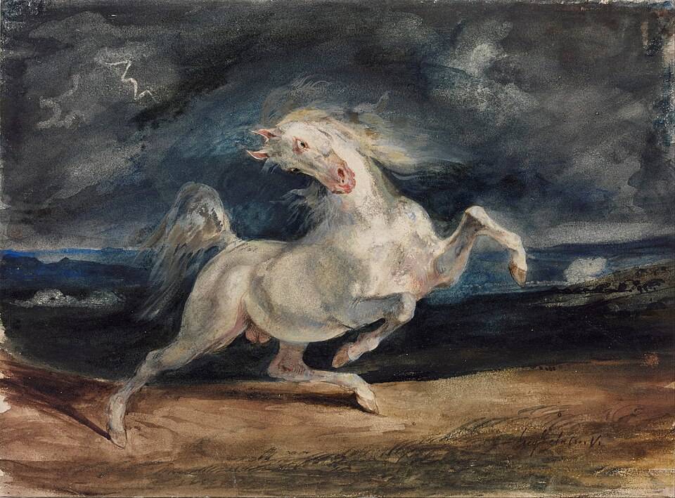 Horse Frightened by a Thunderstorm by Eugene Delacroix (1829)
