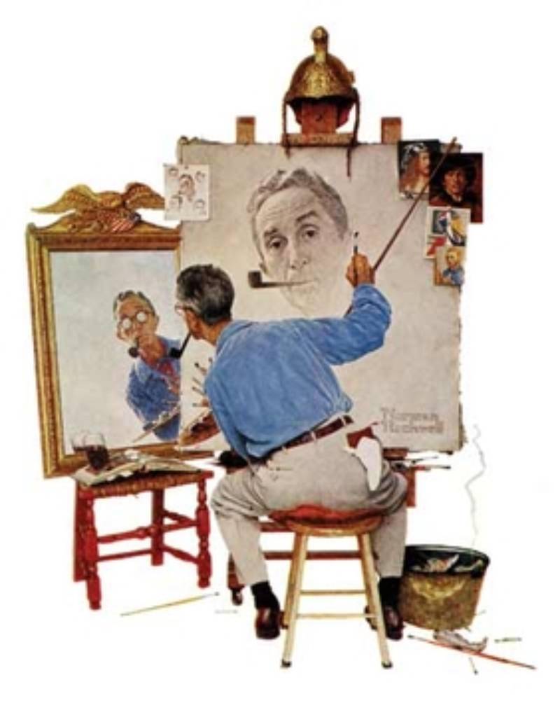 Triple Self-Portrait by Norman Rockwell